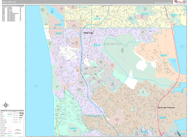 Daly City Map Premium Style